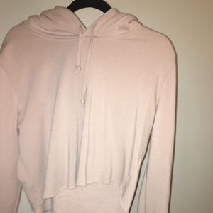 Blush Pink Brandy Melville Cropped Hoodie